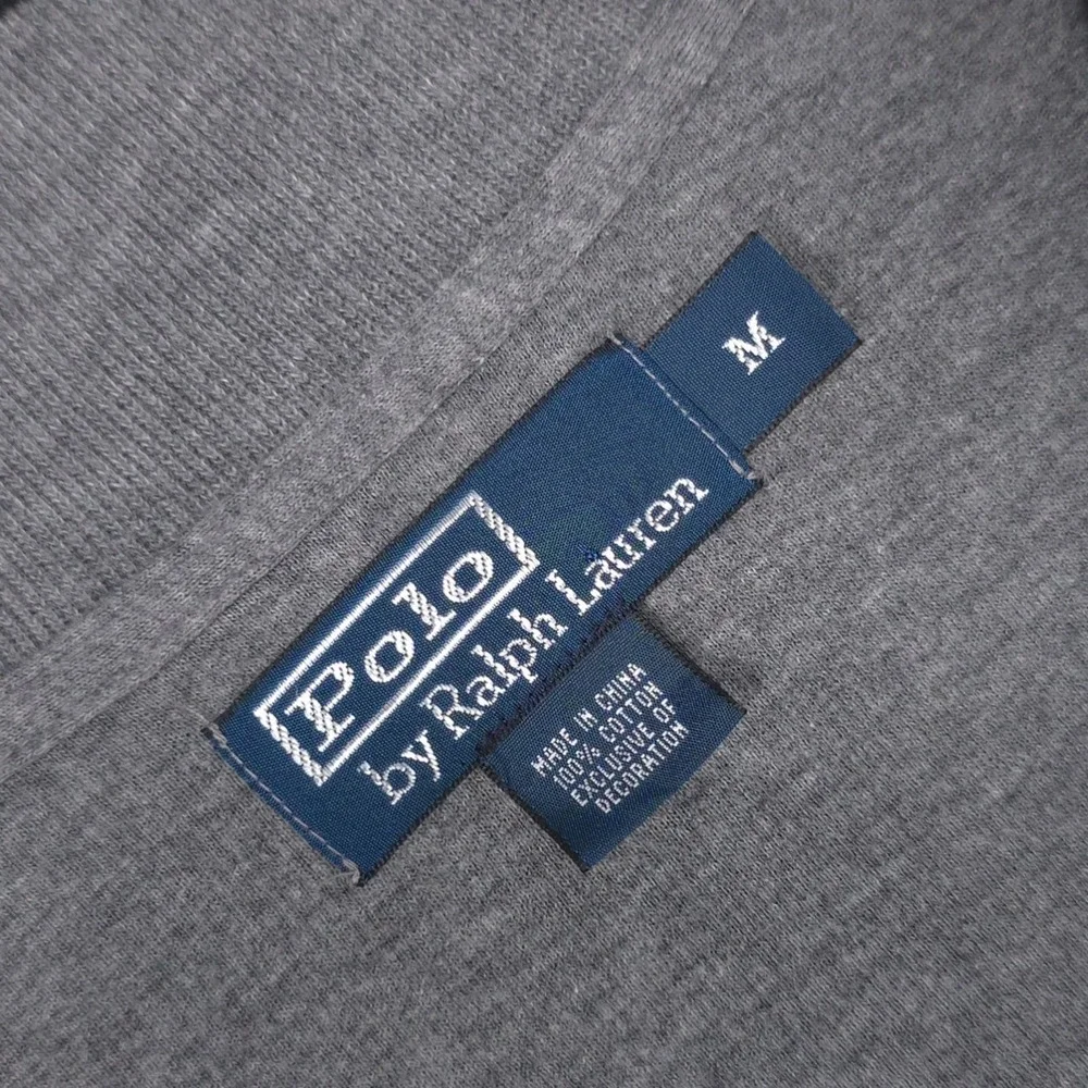 POLO BY RALPH LAUREN Mens Pullover‎ Sweater MEDIUM Gray 100% Cotton Quarter Zip